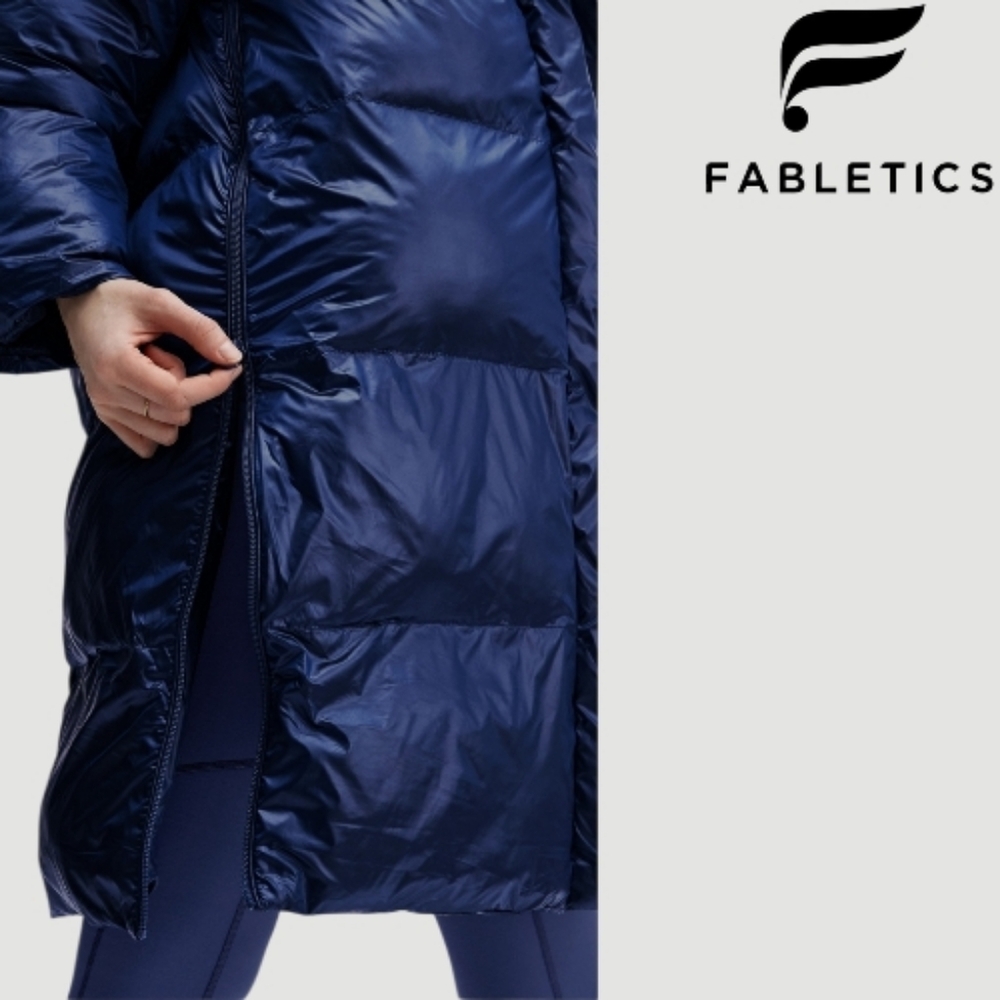 Fabletics Adeline Shine Oversize Long Puffer Deep Cobalt Blue NWT XS - Picture 10 of 14